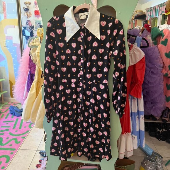 Black and pink Joanie clothing size uk8 us4 collar 60s - Picture 1 of 4
